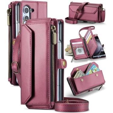 Imagem de Asuwish Capa de telefone para Samsung Galaxy Z Fold 6 5G 2024 capa carteira com zíper com caneta S e flip de couro com bloqueio de RFID suporte para cartão de crédito acessórios para celular ZFold6 Z6