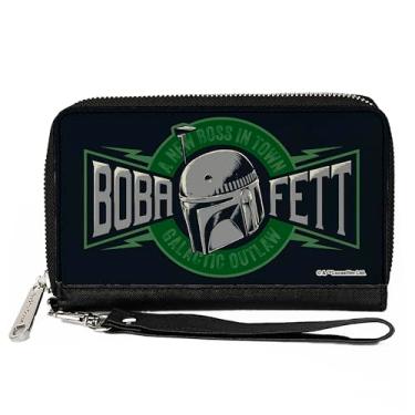 Imagem de Buckle-Down Carteira retangular com zíper de poliuretano Star Wars The Book of Boba Fett a New Boss Galactic Outlaw, Star Wars O Livro de Boba Fett, 7.5"x4.5", Casual