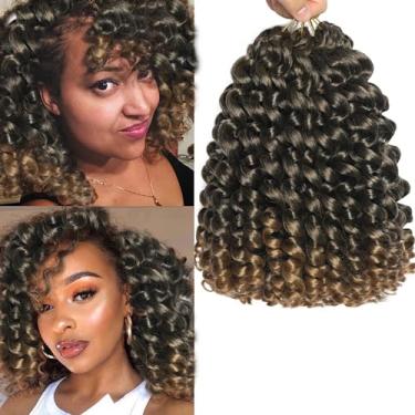 Imagem de Cabelo de crochê Wand Curl 30,5 cm 5 peças ombré loiro jamaicano para mulheres negras - Jumpy Short Pre-Looped Curly T27