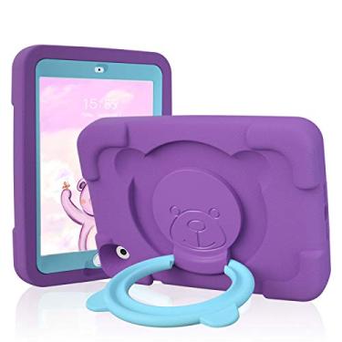 Imagem de Capa infantil PZOZ para Apple iPad Mini 1 2 3 7,9 polegadas, EVA à prova de choque alça giratória suporte dobrável proteção resistente bonito meninos meninas capa para Mini 2ª geração 3ª geração, Roxa, Mini 1/2/3