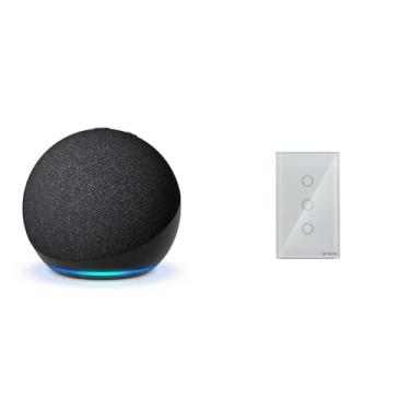 Imagem de Novo Echo Dot 5ª geração | O Echo Dot com o melhor som já lançado | Som vibrante e potente em um dispositivo compacto | Cor Preta + Interruptor Inteligente Steck 3 Módulos Branco