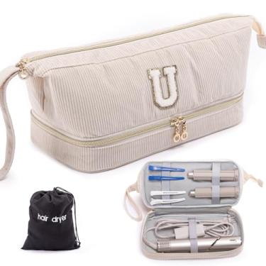 Imagem de Capa inicial personalizada para secador de cabelo, ferramentas de cabelo de camada dupla, estojo de transporte de viagem para Shark FlexStyle/SmoothStyle com bolsa para secador de cabelo – Estojo para