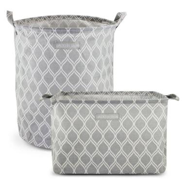 Imagem de Conjunto De Cesto Para Roupa-brinquedo E Cesto Organizador Retangular Cinza - Listrada