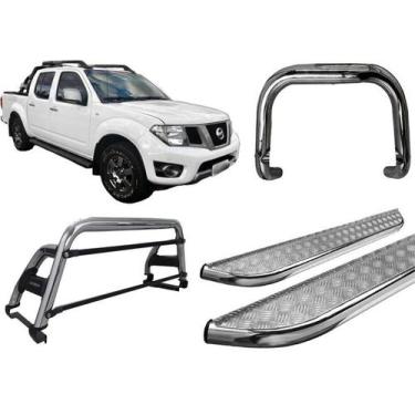 Imagem de Kit Quebra Mato Santo Antonio H2 Estribo Frontier 08/16 Cromado - HOZZ