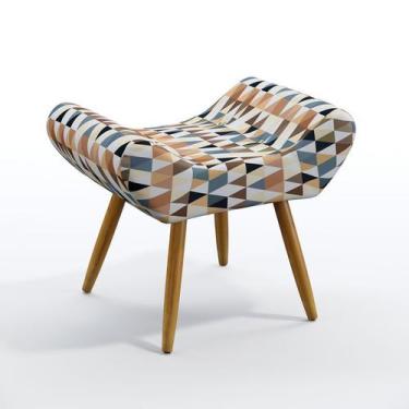 Imagem de Puff Estofado Polar Sued Estampado Laranja Aradecor