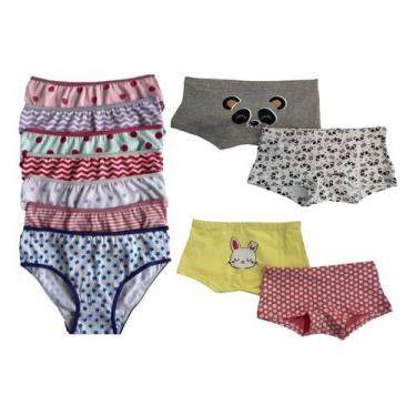 Imagem de Kit com 6 Calcinhas Box Boxer Infantil Menina Criança E 10 calcinhas M