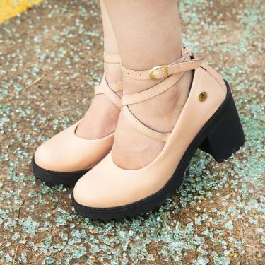 Imagem de Sandália Scarpin Boneca Salto Tratorado Tiras Fivela Original Grife Mu