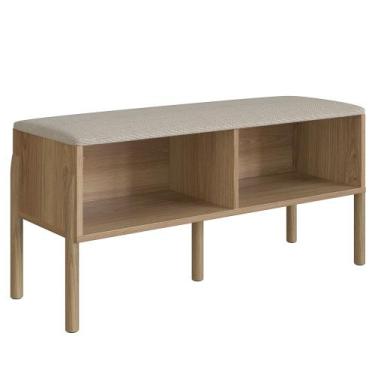 Imagem de Banco Sapateira Estofada Para Quarto Pés Madeira Arlo A10 Hanover - Mp