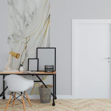 Imagem de Papel de Parede Painel 3D Mármore Branco com Ouro 1M Revestimento Pedr