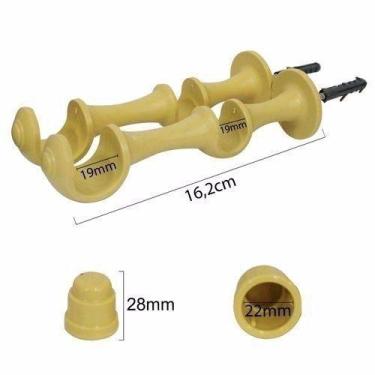 Imagem de Suporte Cortina Varão Duplo 19/19MM 2 UN C/ Ponteira Marfim - Cortesia