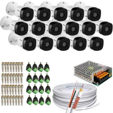 Imagem de Kit 16 Câmeras de segurança Intelbras 1220b Full HD+100m de Cabo e Con