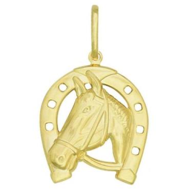 Imagem de Pingente Folheado A Ouro 18K Ferradura Com Cavalo Grande - Lojas La&Ny