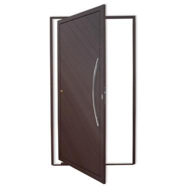 Imagem de Porta de Alumínio Pivotante Lambril 210x120cm com Puxador Super Corten