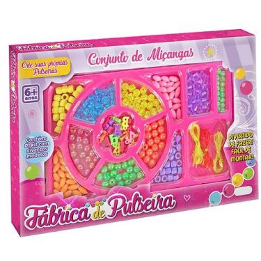 Imagem de Kit Fábrica de Pulseira Conjunto de Miçangas Estojo para Bijuterias Pu