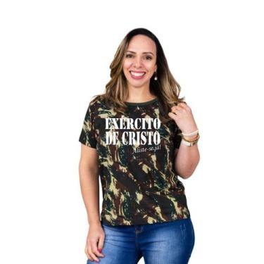 Imagem de Tshirt Camiseta Feminina Camuflada Exército de Cristo - Tedy Camisetas