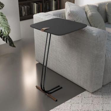 Imagem de Mesa L50 Lateral Aproximação Sofá Preta Base Preta - Larflex