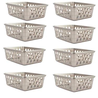 Imagem de Kit 8 Cestos Multiuso Organizador P Cinza 16x12x6Cm - 123 Organizei