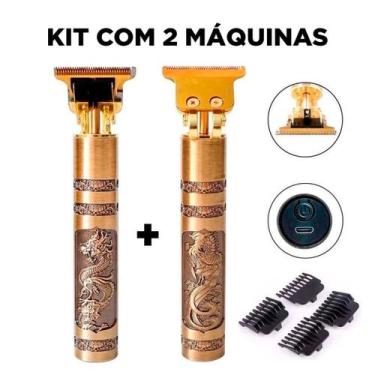 Imagem de 2 Maquininhas Completa Para Corte De Cabelo Dragão 4 Pentes - DESERT, 