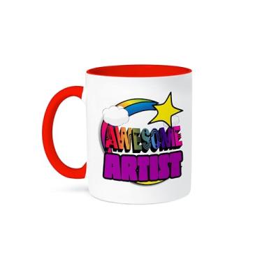 Imagem de 3dRose Caneca vermelha de dois tons com estrela de tiro arco-íris incrível 3º grau professor, 325 ml