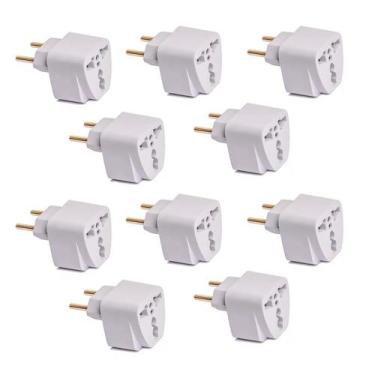 Imagem de Kit 10 Tomadas Adaptador Universal Múltiplas Entradas 2 Pino Elétricos