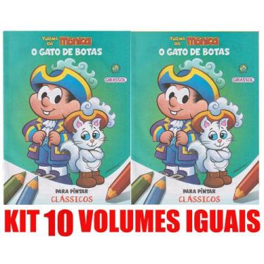 Imagem de Gato De Botas Livro Para Pintar Kit 10 Vols. Lembrancinha - Girassol