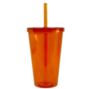 Imagem de Copo Acrílico 1 Litro com Tampa e Canudo - Dóia Kids, Laranja