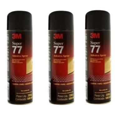 Imagem de Kit 3 adesivo spray 77 330g 3m cola isopor acetato cortiça