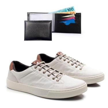 Imagem de Sapatênis Masculino Cadarço Moderno Casual + Carteira Kit 2 - Épico, C