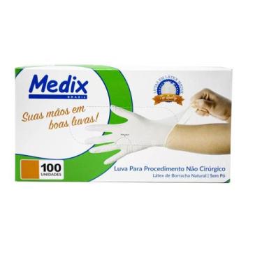 Imagem de Luvas Medix Látex Branca sem Pó Alta Sensibilidade 100 Unid, G