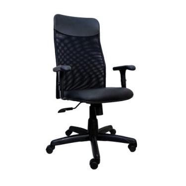 Imagem de Cadeira Presidente Netuno Tela com Braço Regulável Preto - Maiart