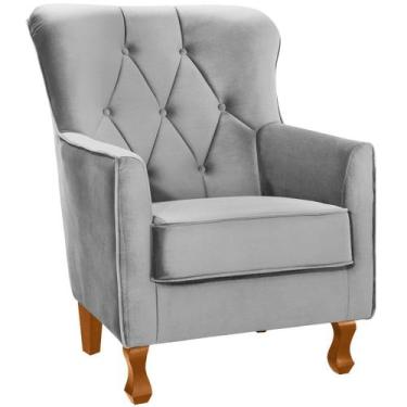 Imagem de Poltrona para Sala Decorativa c/ Capitonê Carrara - Konfort, Veludo Pr