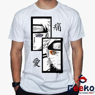 Imagem de Camiseta Pain e Naruto 100% Algodão Anime Geeko, Branco gola careca, G