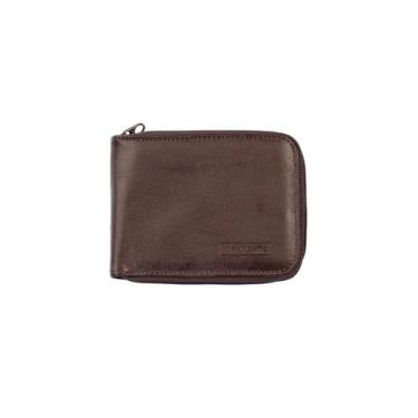 Imagem de Carteira masculina Zipp de couro italiano com zíper - Vira Vento, Café