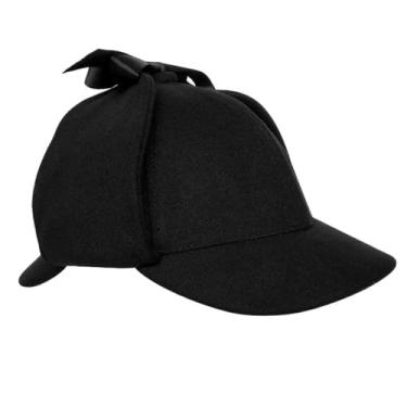 Imagem de Boina masculina de inverno quente mistura de lã Leifeng, proteção de orelha, chapéu de tweed, masculino e feminino, cor preta, aba dupla, à prova de vento, Preto, M