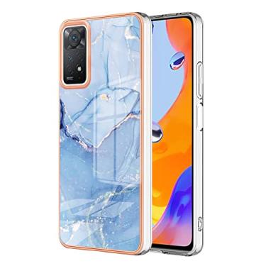Imagem de Dinglijia Capa para celular Redmi Note 11 Pro 4G/5G, TPU macio + padrão de mármore IMD, design fino, proteção de tela e câmera aprimorada para meninas e mulheres, capa para Note 11 Pro BKC azul
