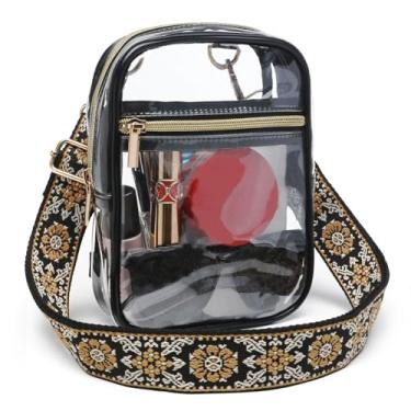 Imagem de Bunnychill Bolsa transparente aprovada para estádios, bolsa transversal feminina, bolsa transparente para estádio para eventos esportivos, shows, Preto - 5, Medium