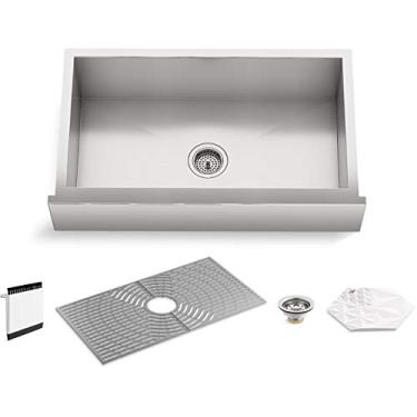 Imagem de Kohler K-20243-PC-NA Sterling Ludington 86,36 cm Pia de cozinha de fazenda com acessórios, bacia frontal com avental, aço inoxidável