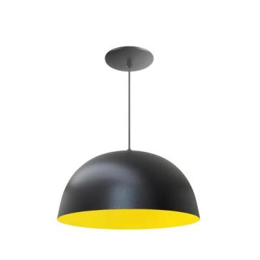 Imagem de Luminária Pendente Meia Lua 24cm Interior Amarelo Com Fiação 110/220v 