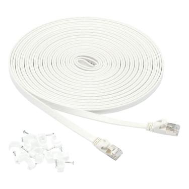 Imagem de Cabo de conexão Ethernet Amazon Basics RJ45 Cat 7 30 pés branco