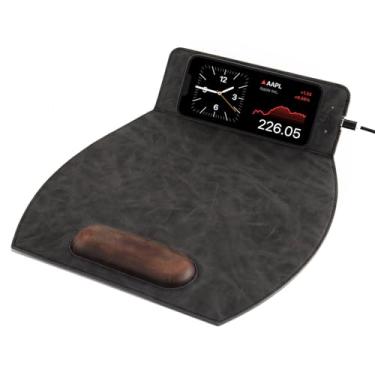 Imagem de Mouse pad magnético sem fio com design ergonômico, mousepad com suporte de pulso, mouse dobrável com descanso de pulso e base antiderrapante para computador, laptop, escritório e casa, 35,5 x 30,7 cm,