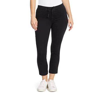 Imagem de l.e.i Short jeans feminino de malha com detalhe de amarrar para dormitório, Enxágue preto, G