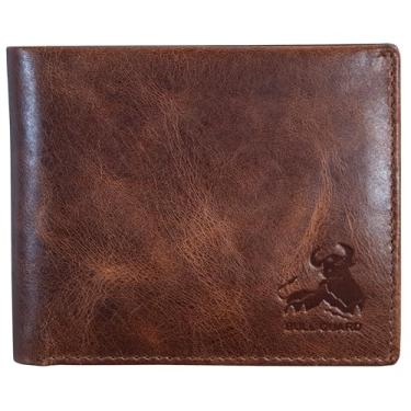 Imagem de Carteira de couro dobrável RFID para homens com identificação dobrável em marrom búfalo vintage, Marrom floresta, Medium, Vintage