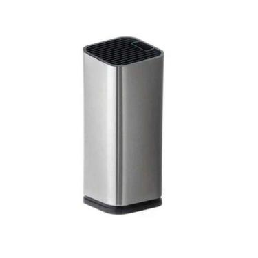 Imagem de Cepo Organizador de Facas em Aço Inox e Plástico Preto 10,1x10,1x23,1c