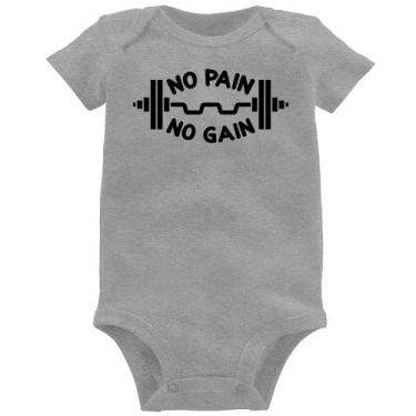 Imagem de Body Bebê No Pain No Gain - Foca na Moda, Cinza, M