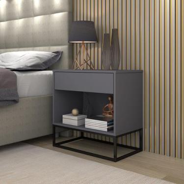 Imagem de Mesa De Cabeceira Estilo Industrial Luxo Pés De Metal Preto - LCN Move