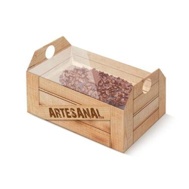 Imagem de Caixote de Papel para Meio Ovo com Colher Madeira - 06 Unidades - Crom