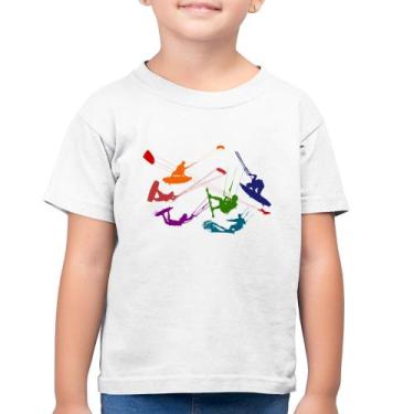 Imagem de Camiseta Algodão Infantil Kite Surf Freestyle - Foca na Moda, Branco, 