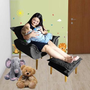 Imagem de Poltrona Puff Opala Amamentação Fixa E Confortável Tecido Suede - Bl D