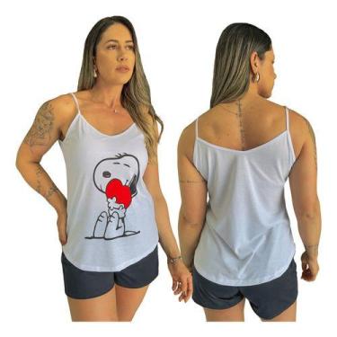 Imagem de Pijama Feminino Adulto Alça Snoopy Short Doll Curto De Verão - Fênix P