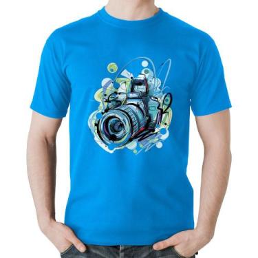 Imagem de Camiseta Algodão Câmera Fotográfica - Foca na Moda, Azul, G